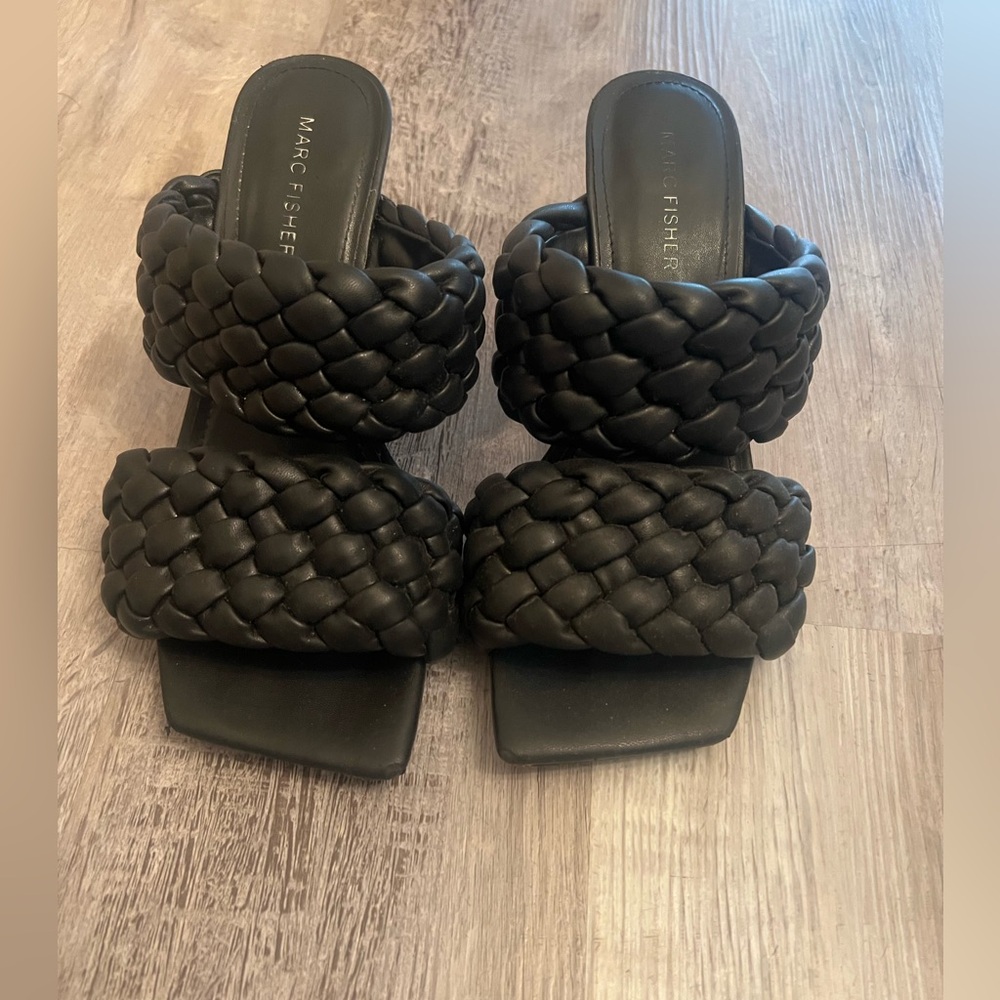 Marc Fisher Black Braided Heels